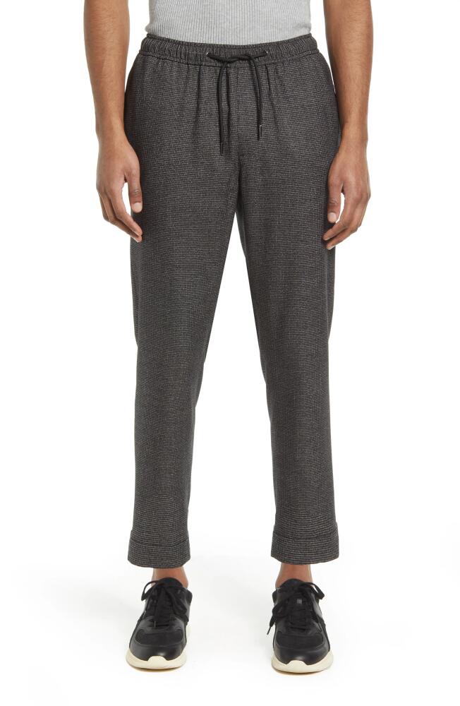 Open Edit Men's E-Waist Plaid Stretch Pants in Grey Mini Houndstooth Cover