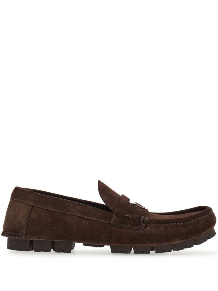 Ferragamo Gancini-plaque suede loafers - Brown Cover