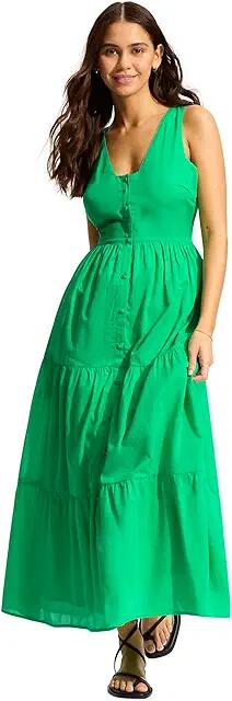 Seafolly Beach Edit Button Down Maxi Dress (Jade) Women's Swimwear Cover