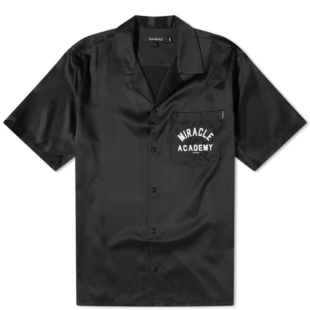 Nahmias Men's Miracle Academy Short Sleeve Silk Shirt in Black Cover