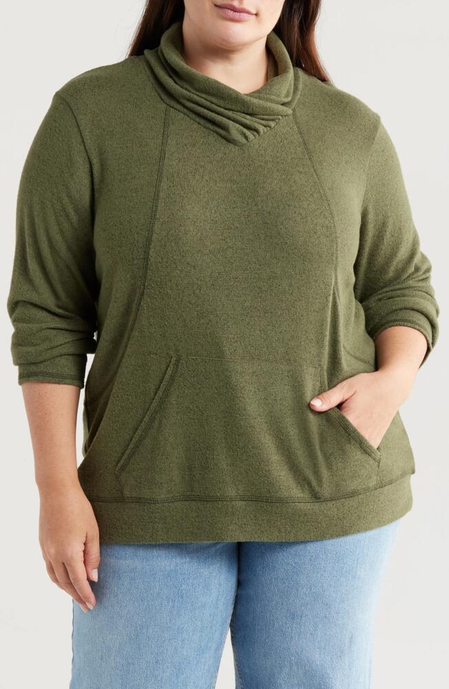 Loveappella Drape Neck Pullover in Olive Cover