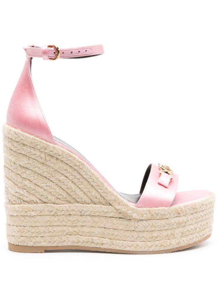 Versace 120mm Medusa '95 satin wedge sandals - Pink Cover