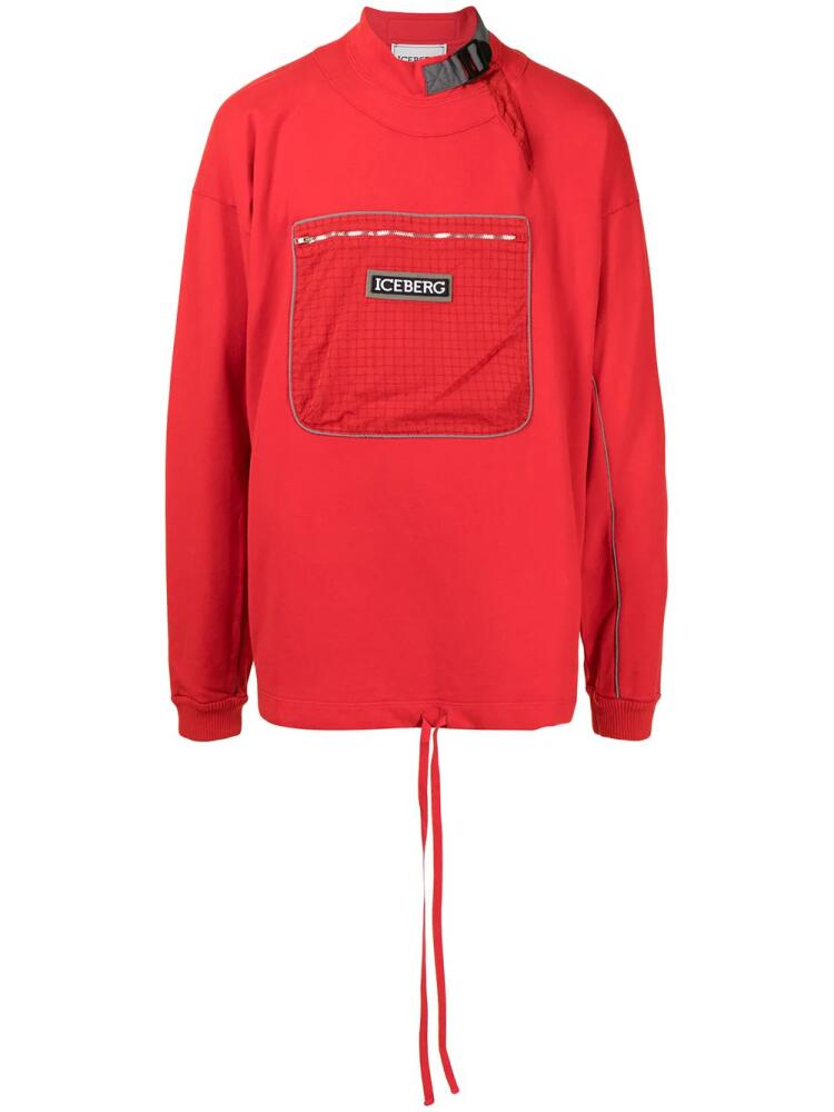 Iceberg logo-patch cotton sweatshirt - Red Cover