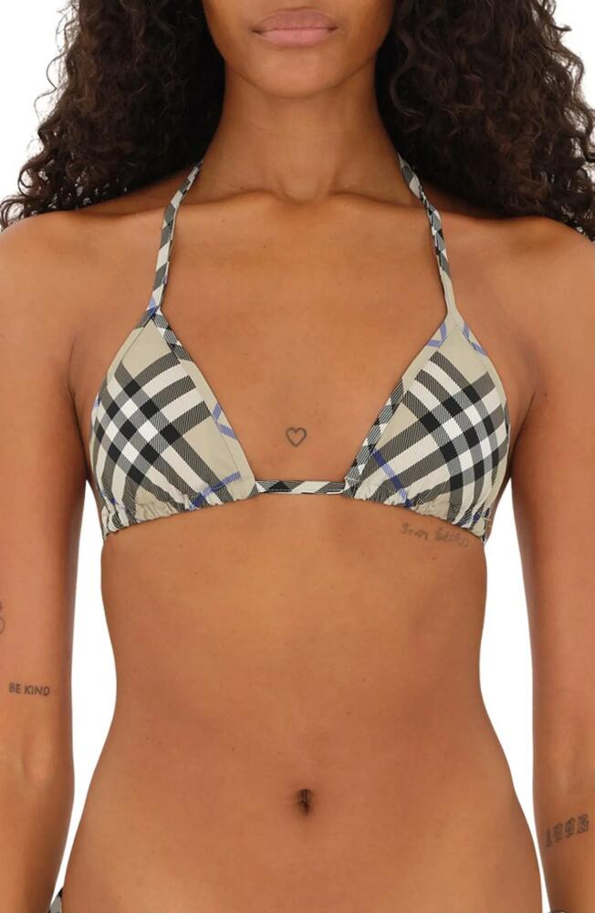 burberry Classic Check Triangle String Bikini Top in Lichen Ip Check Cover