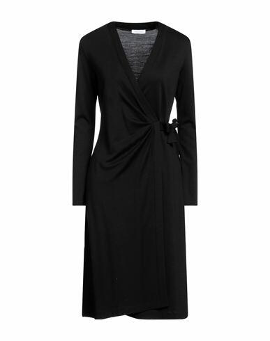 Rosso35 Woman Midi dress Black Viscose, Wool, Polyamide Cover