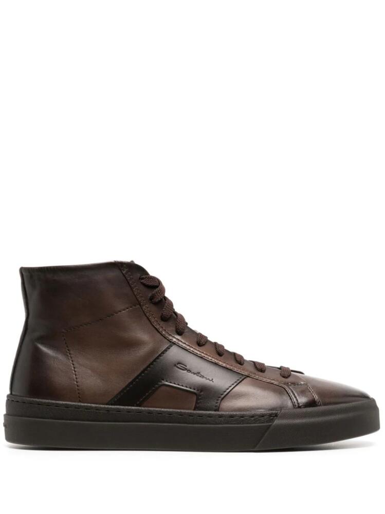 Santoni Double Buckle high-top sneakers - Brown Cover