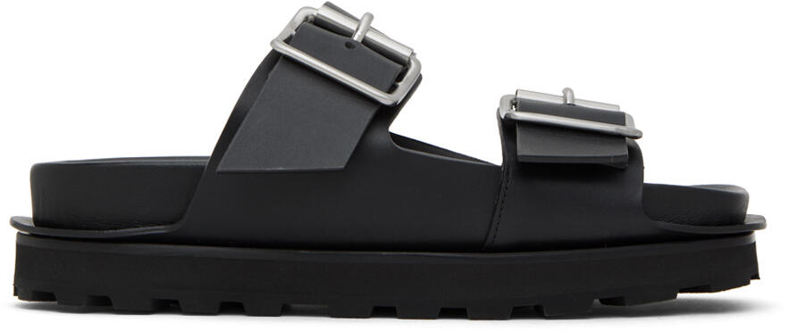 Jil Sander Black Pin-Buckle Slides Cover