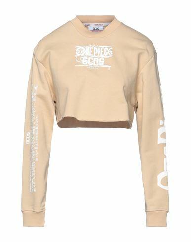 Gcds Woman Sweatshirt Beige Cotton Cover