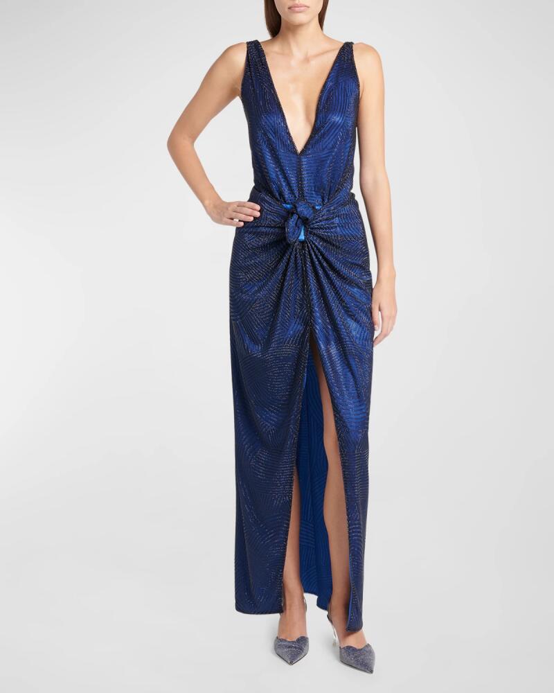 Giorgio Armani Beaded Embroidered Silk Gown with Knot Detail Cover