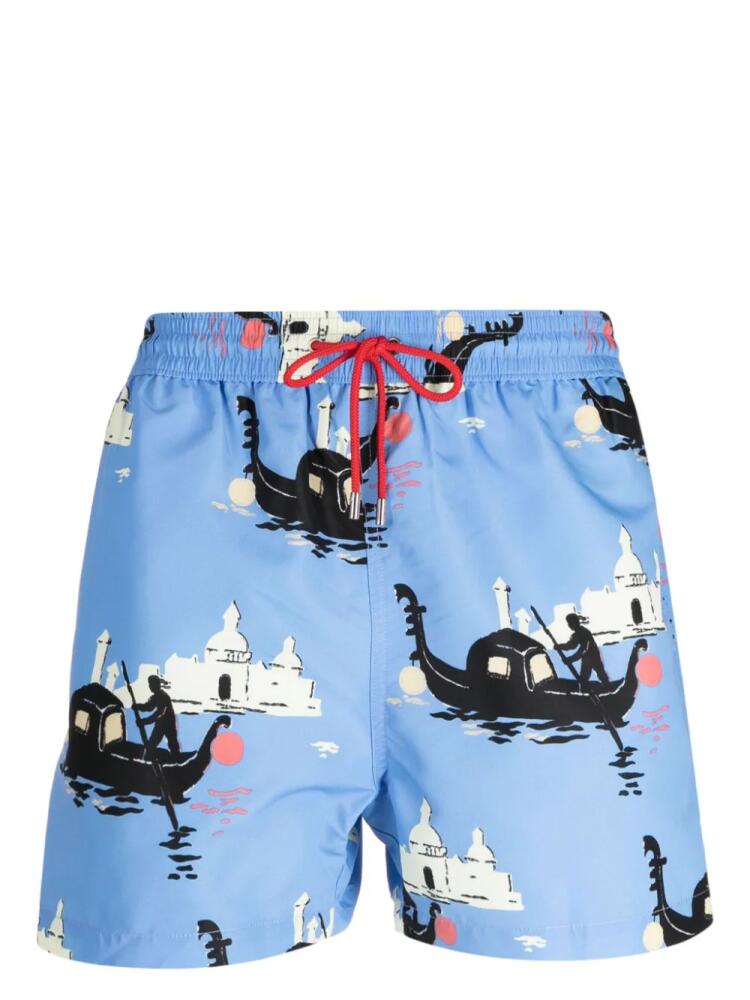 Paul Smith illustration-print swim shorts - Blue Cover