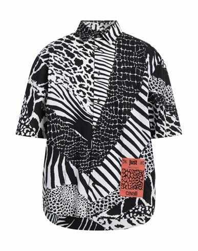 Just Cavalli Man Shirt Black Cotton Cover