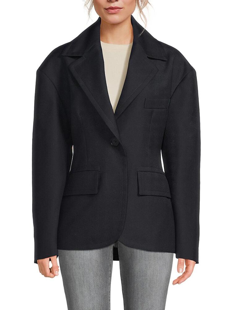 Palm Angels Women's Virgin Wool Blend Cross Back Blazer - Indigo Cover