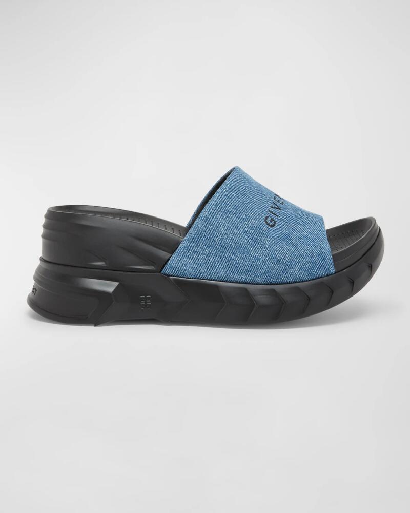 Givenchy Marshmallow Denim Logo Wedge Slide Sandals Cover