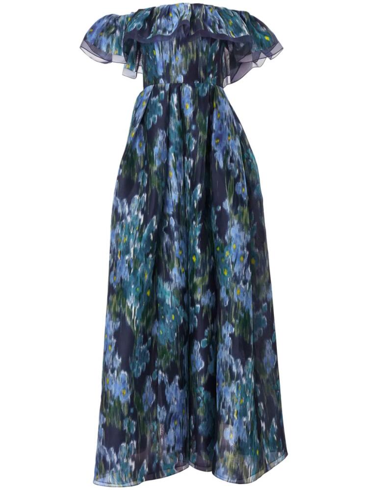 Carolina Herrera floral-print organza gown - Blue Cover