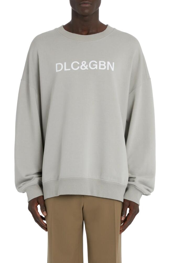 Dolce & Gabbana DGVIB3 Cotton French Terry Crewneck Sweatshirt in Grigio Chiaro Cover