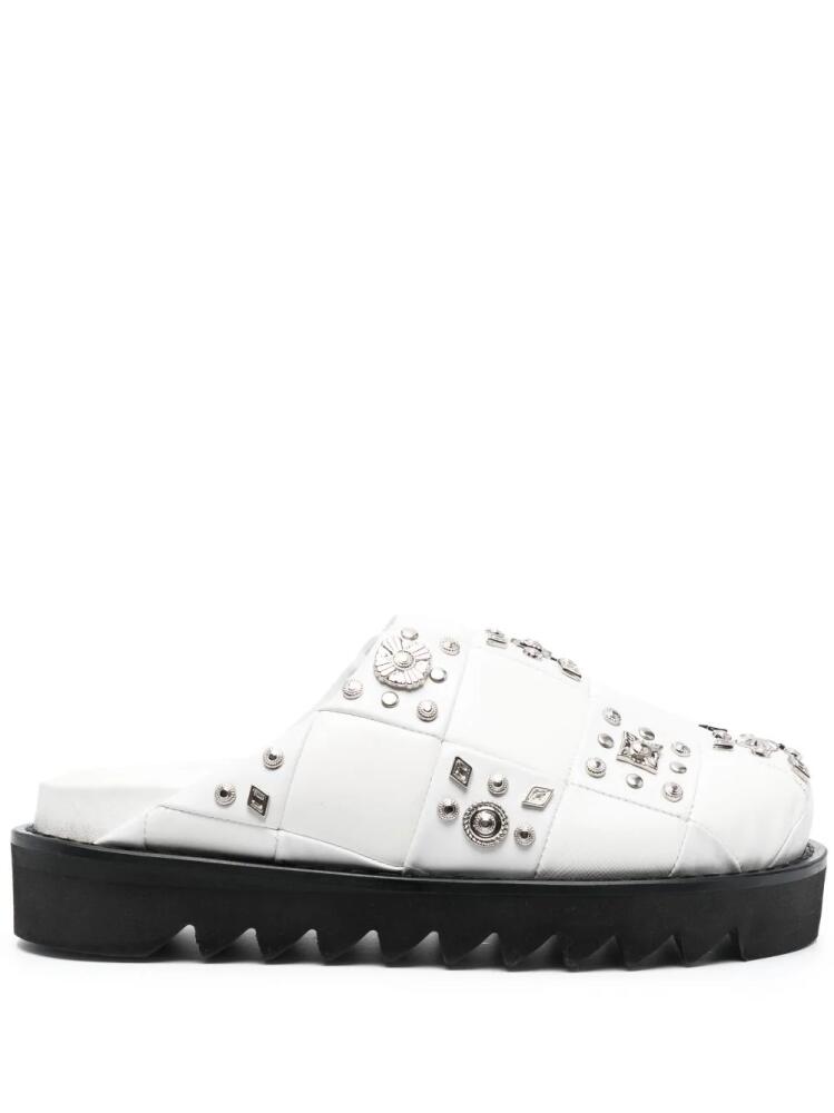 Toga Pulla stud-embellished leather slippers - White Cover