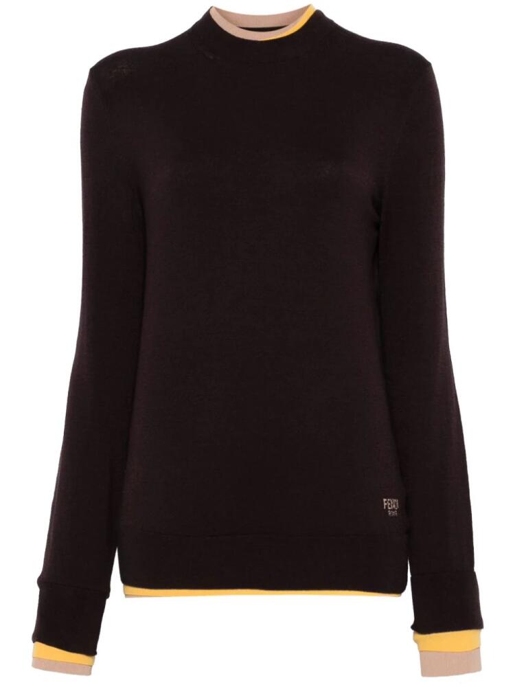 FENDI layered-trim sweater - Brown Cover