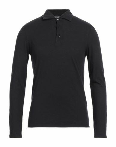 Majestic Filatures Man Polo shirt Black Cotton, Cashmere Cover