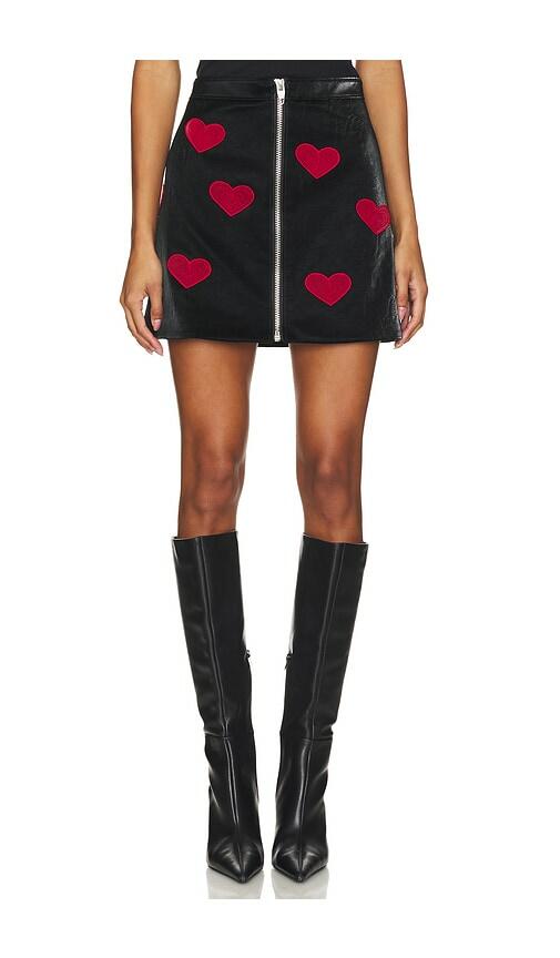 Cinq a Sept Applique Hearts Palo Skirt in Black Cover