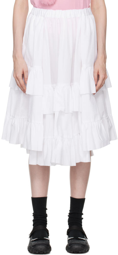 Comme des Garçons Girl White Tiered Midi Skirt Cover