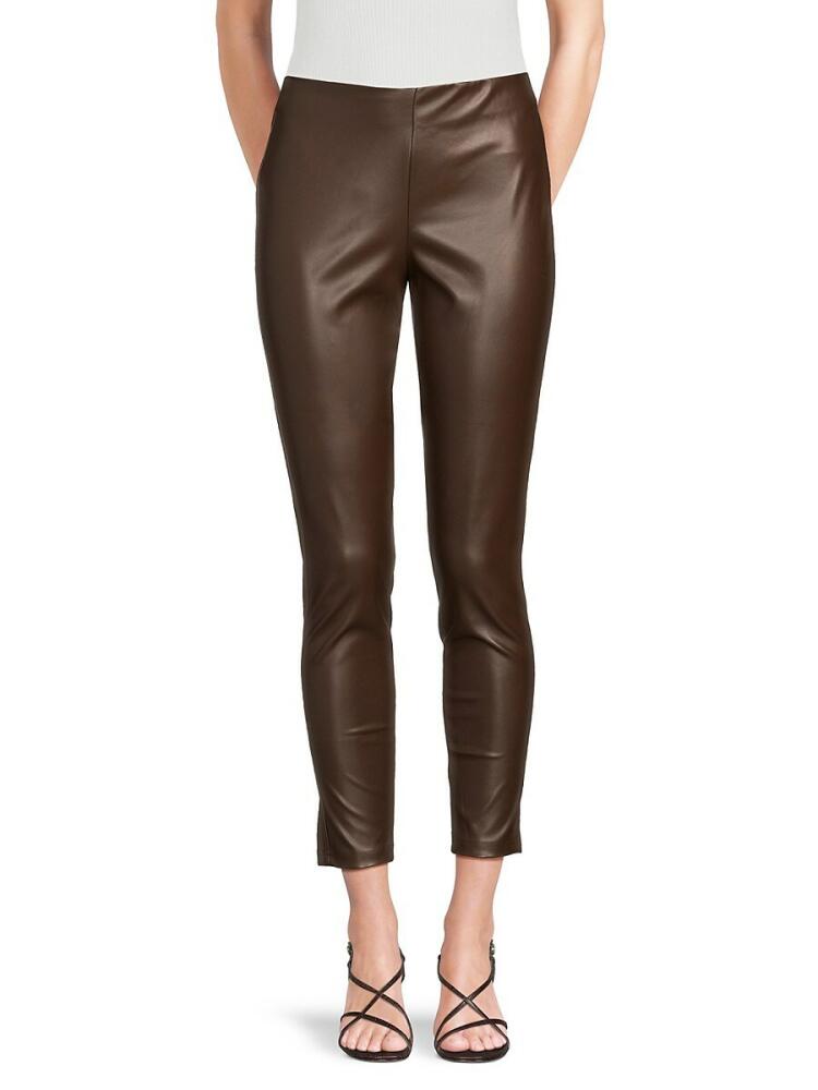 Lea & Viola Women's Faux Leather Pants - Brown Cover