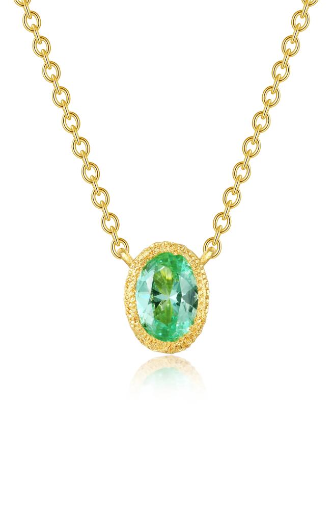 Lafonn Oval Created Sapphire Pendant Necklace in Green Cover