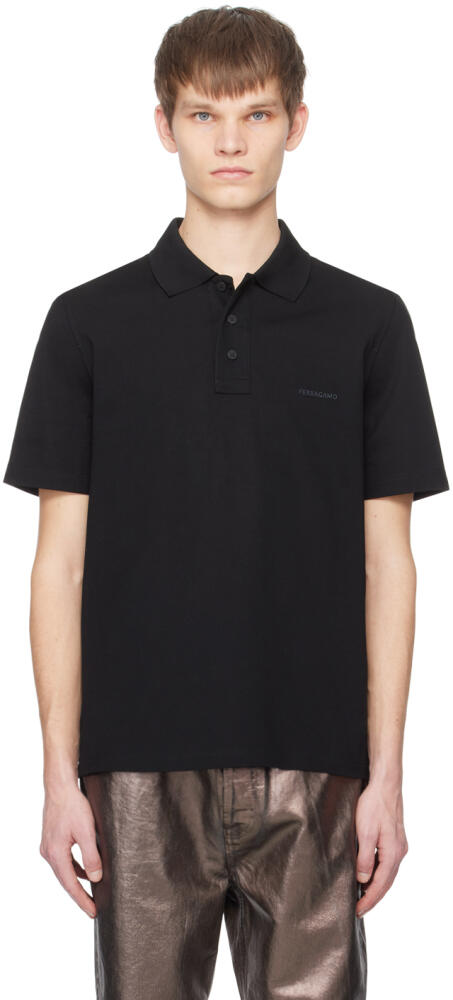 Ferragamo Black Embroidered Polo Cover