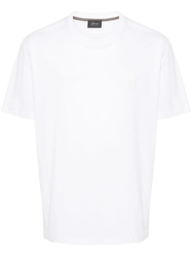 Brioni embroidered-logo cotton T-shirt - White Cover