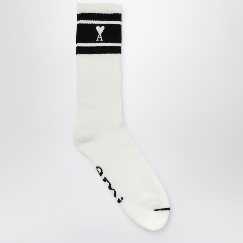 Ami Paris White/black cotton blend socks with logo Cover