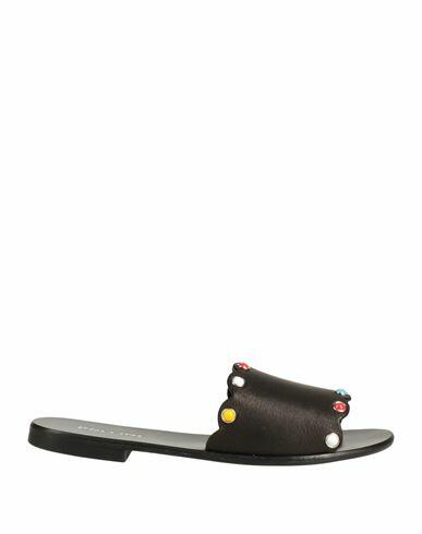 Pollini Woman Sandals Black Leather Cover