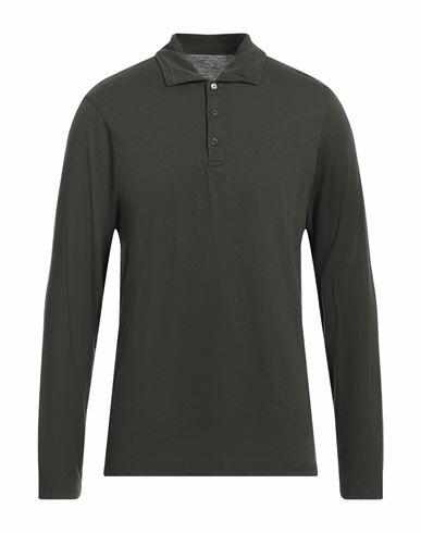 Majestic Filatures Man Polo shirt Dark green Cotton, Cashmere Cover