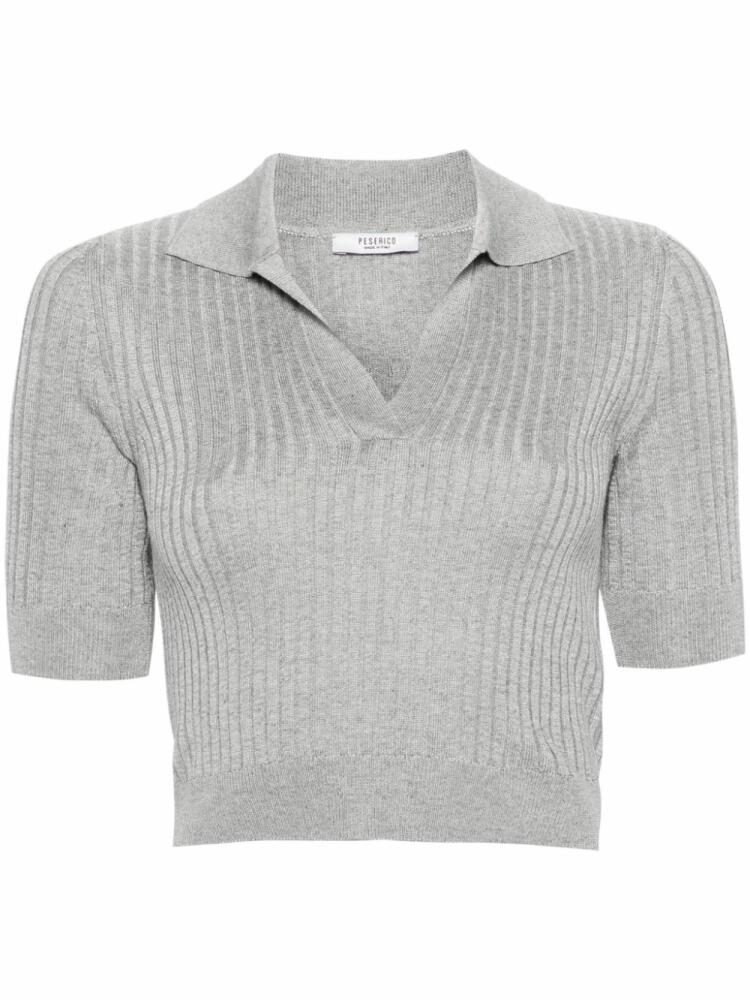 Peserico cropped ribbed polo jumper - Grey Cover