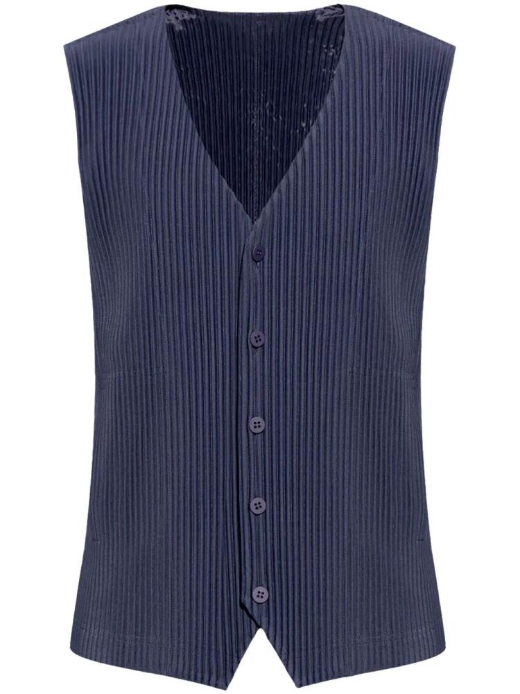 Homme Plissé Issey Miyake pleated V-neck vest - Blue Cover