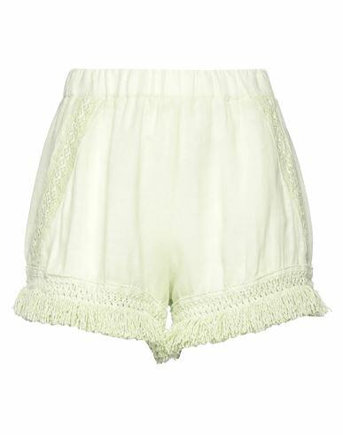 Pink Memories Woman Shorts & Bermuda Shorts Light green Linen Cover