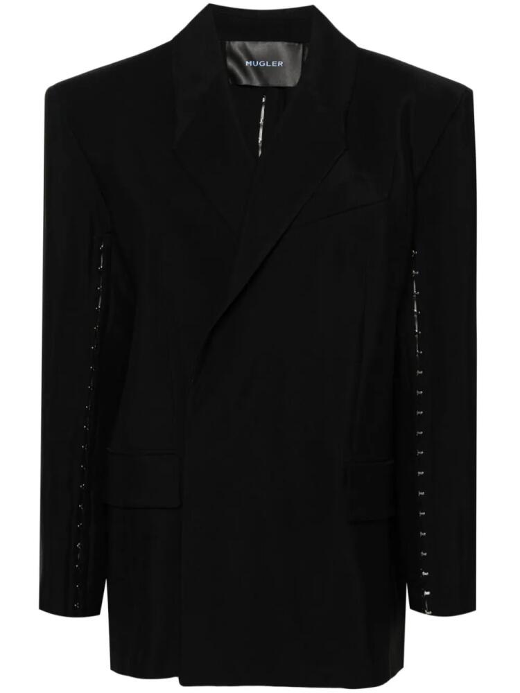 Mugler hook-embellished oversized blazer - Black Cover