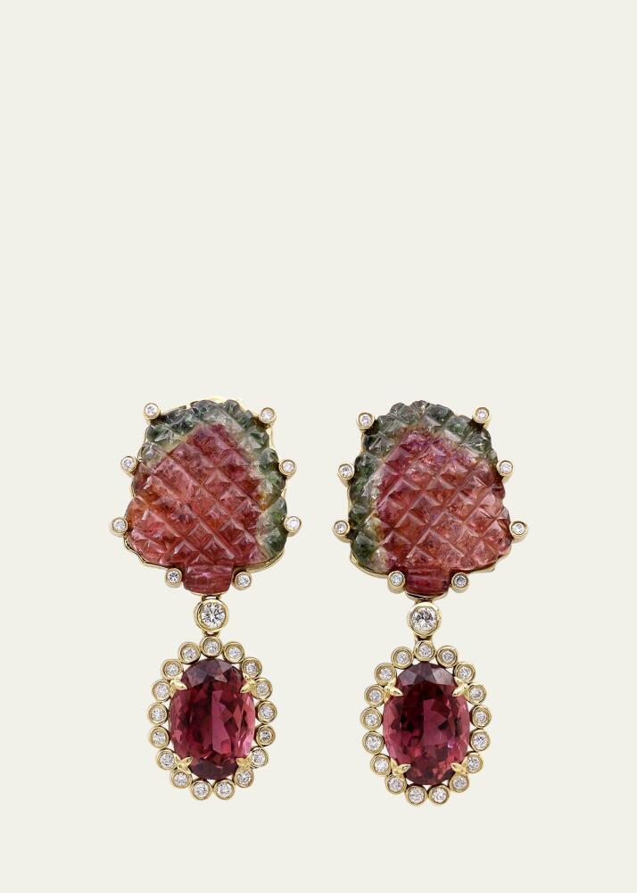 Stephen Dweck Watermelon and Pink Tourmaline Earrings in 18K Gold Cover