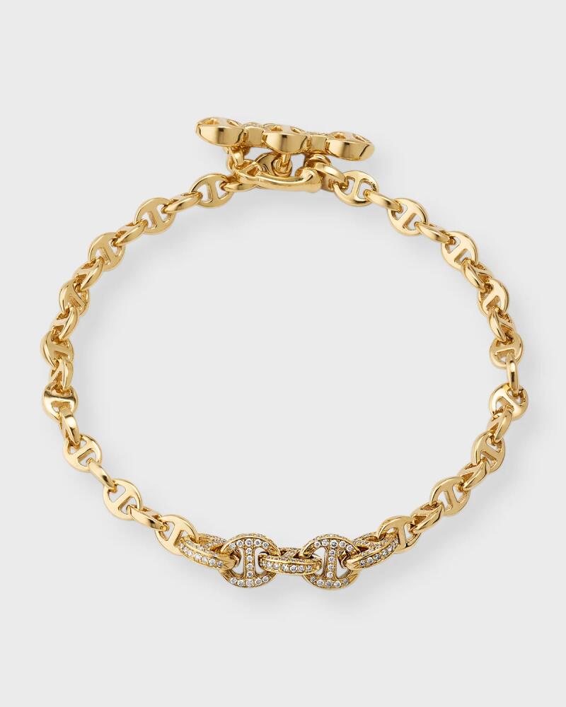 Hoorsenbuhs 18K Yellow Gold 3MM Open Link Bracelet with Diamonds Cover