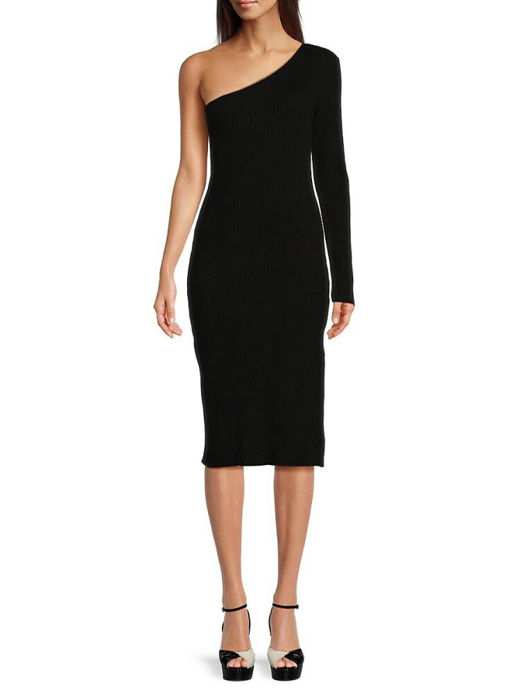 Area Stars Women's One Shoulder Knit Midi Sheath Dress - Black Cover