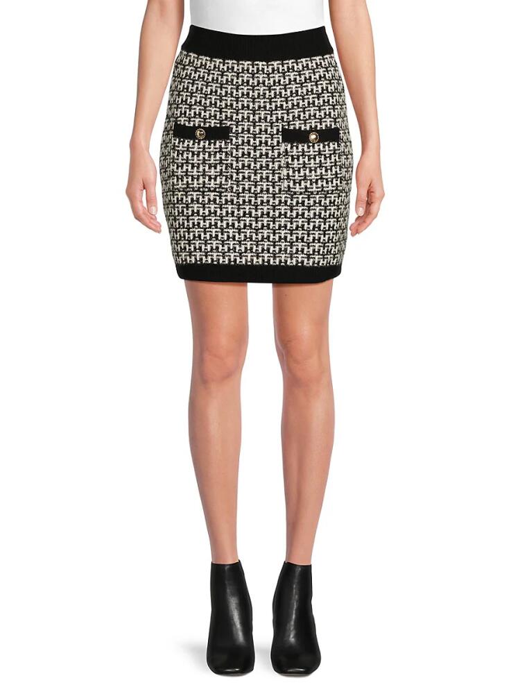 Wdny Women's Tweed Mini Skirt - Black White Cover