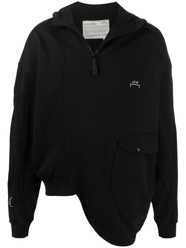 A-COLD-WALL* asymmetric logo printed hoodie - Black Cover