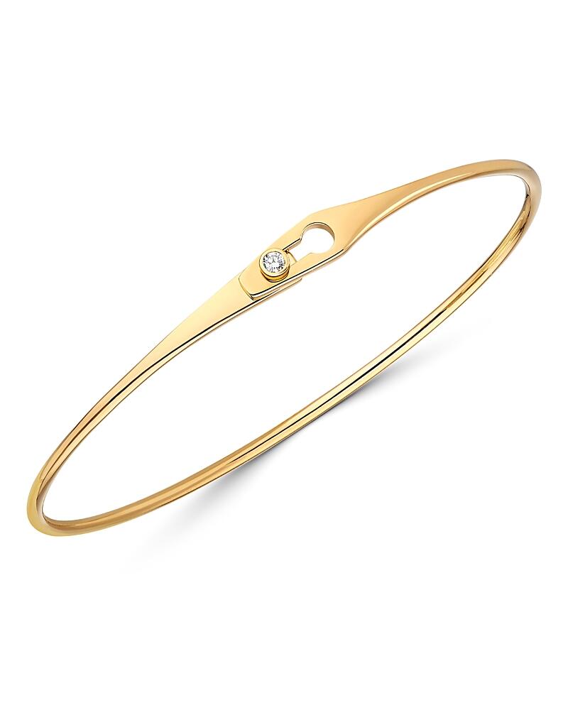 dinh van 18K Yellow Gold Serrure Bangle Bracelet with Diamond Cover