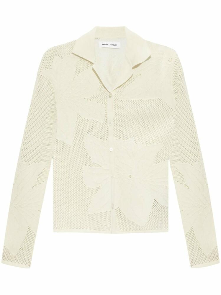 SAMSOE SAMSOE floral-jacquard organic cotton shirt - Neutrals Cover