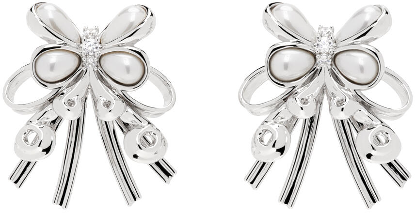 SHUSHU/TONG Silver Pearl Butterfly Flower Earrings Cover