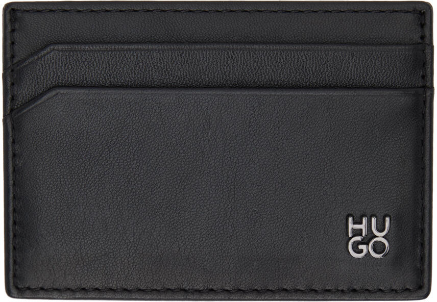 Hugo Black Stacked Logo Card Holder Cover