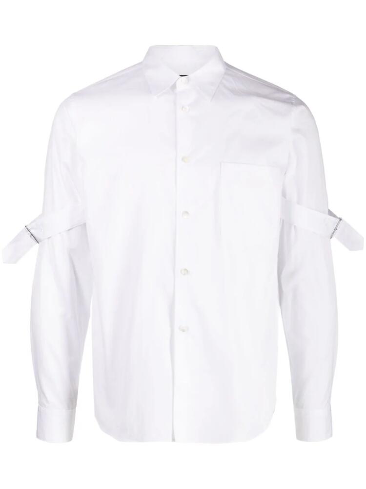 Black Comme Des Garçons elbow-buckle detailed cotton shirt - White Cover