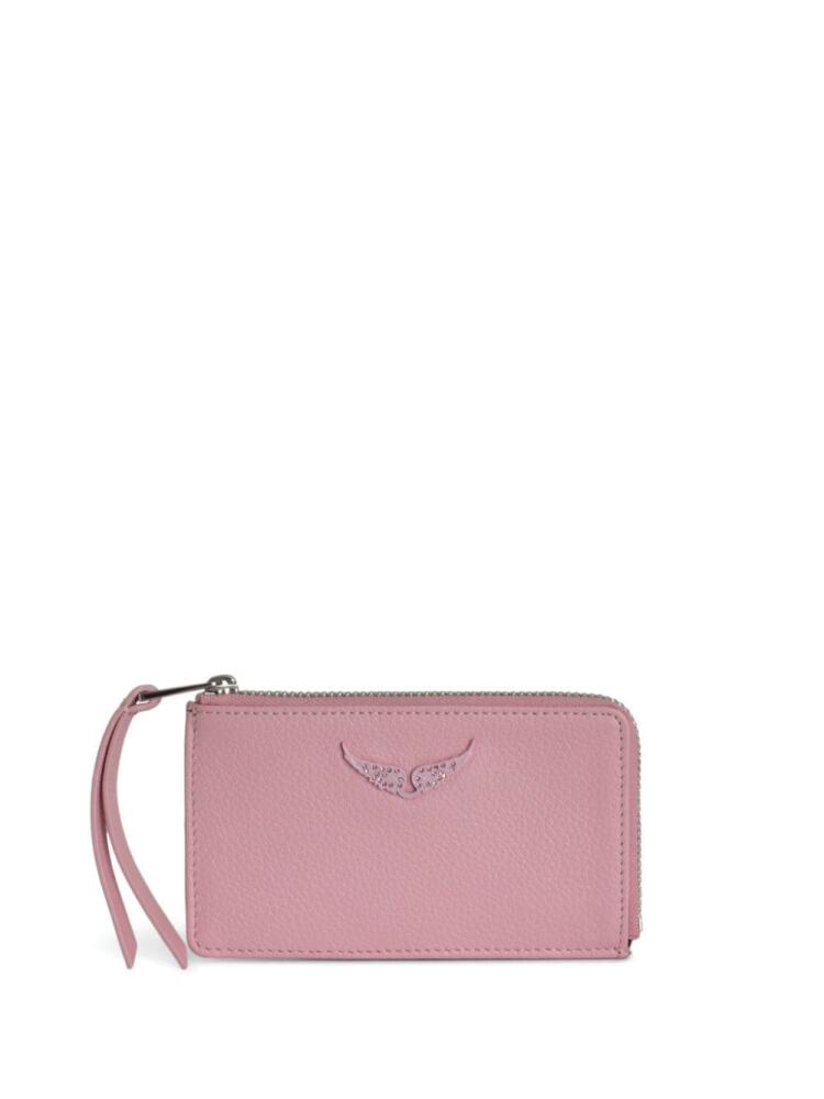 Zadig&Voltaire Wings-plaque leather cardholder - Pink Cover