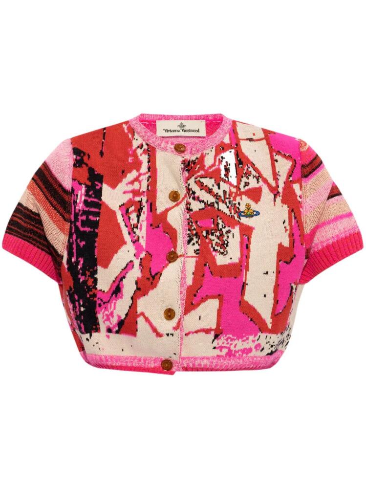 Vivienne Westwood Graffiti cropped short-sleeve cardigan - Pink Cover