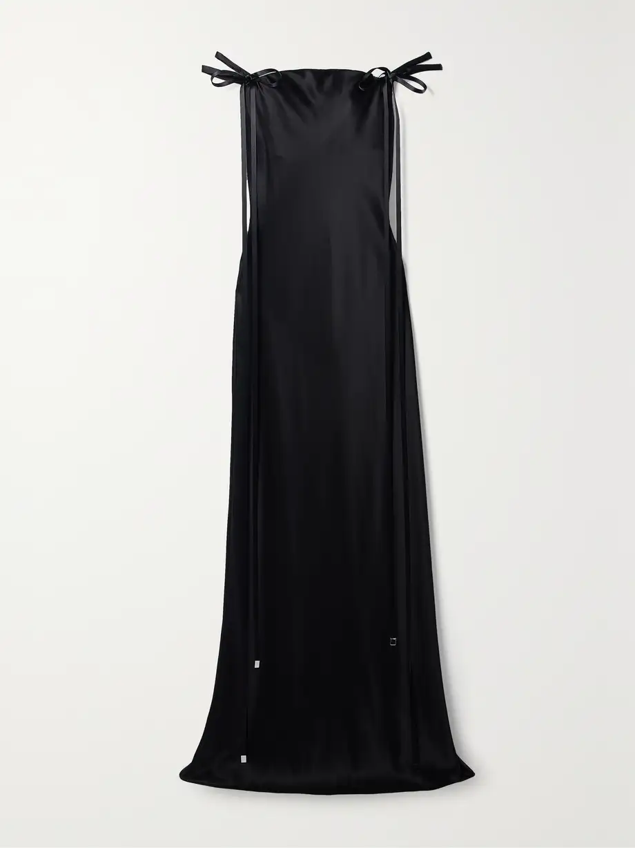 Brandon Maxwell - The Emerson Tie-detailed Off-the-shoulder Silk-satin Gown - Black Cover