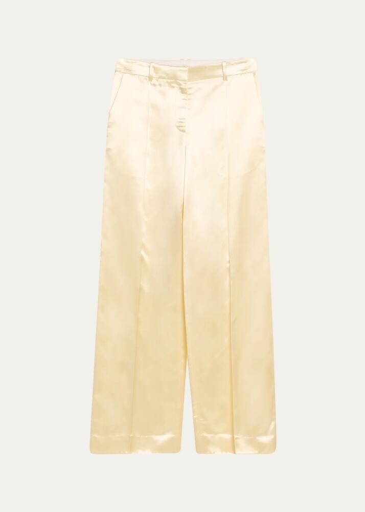 THE ROW Encore Mid-Rise Satin Straight-Leg Pants Cover