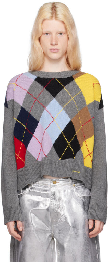 GANNI Gray Harlequin Sweater Cover